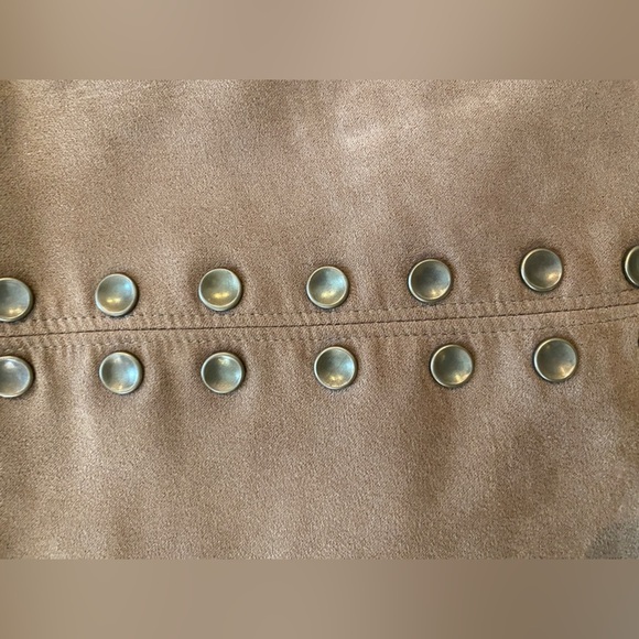 Lily & Lavender Sophisticated Studded Brown Vegan Suede Pencil Skirt - Picture 2 of 10